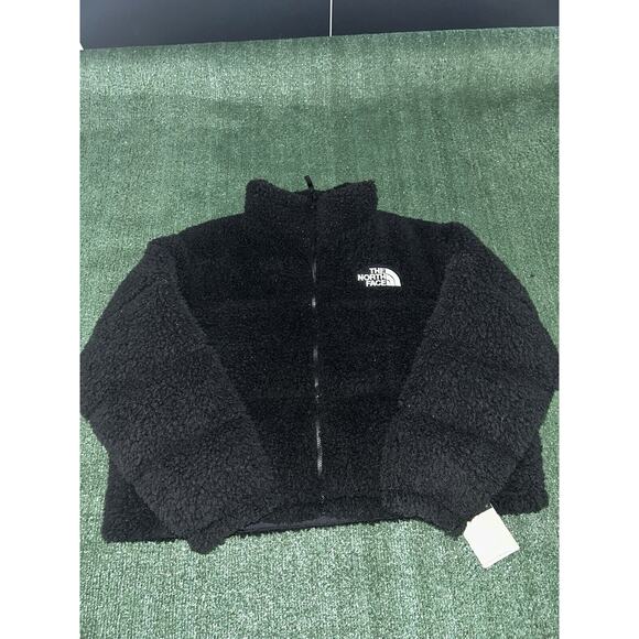 NWT North Face Women’s High Pile Sherpa Nuptse Short Crop 3XL Jacket Black J11 - Picture 1 of 16